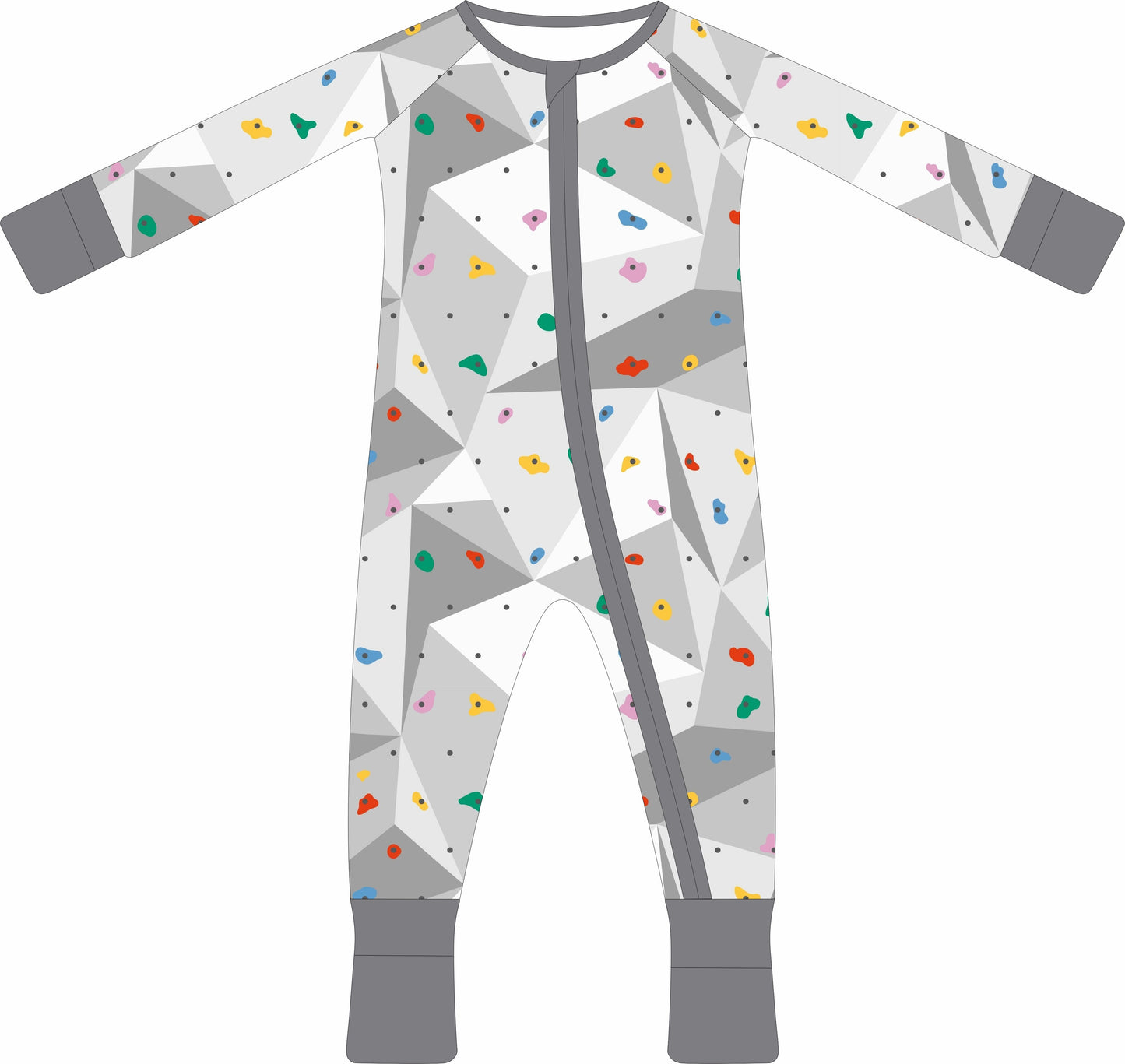 Children's jammies with geometric pattern on a white background
