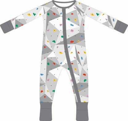 Children's jammies with geometric pattern on a white background