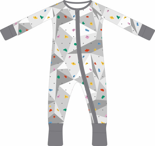 Children's jammies with geometric pattern on a white background