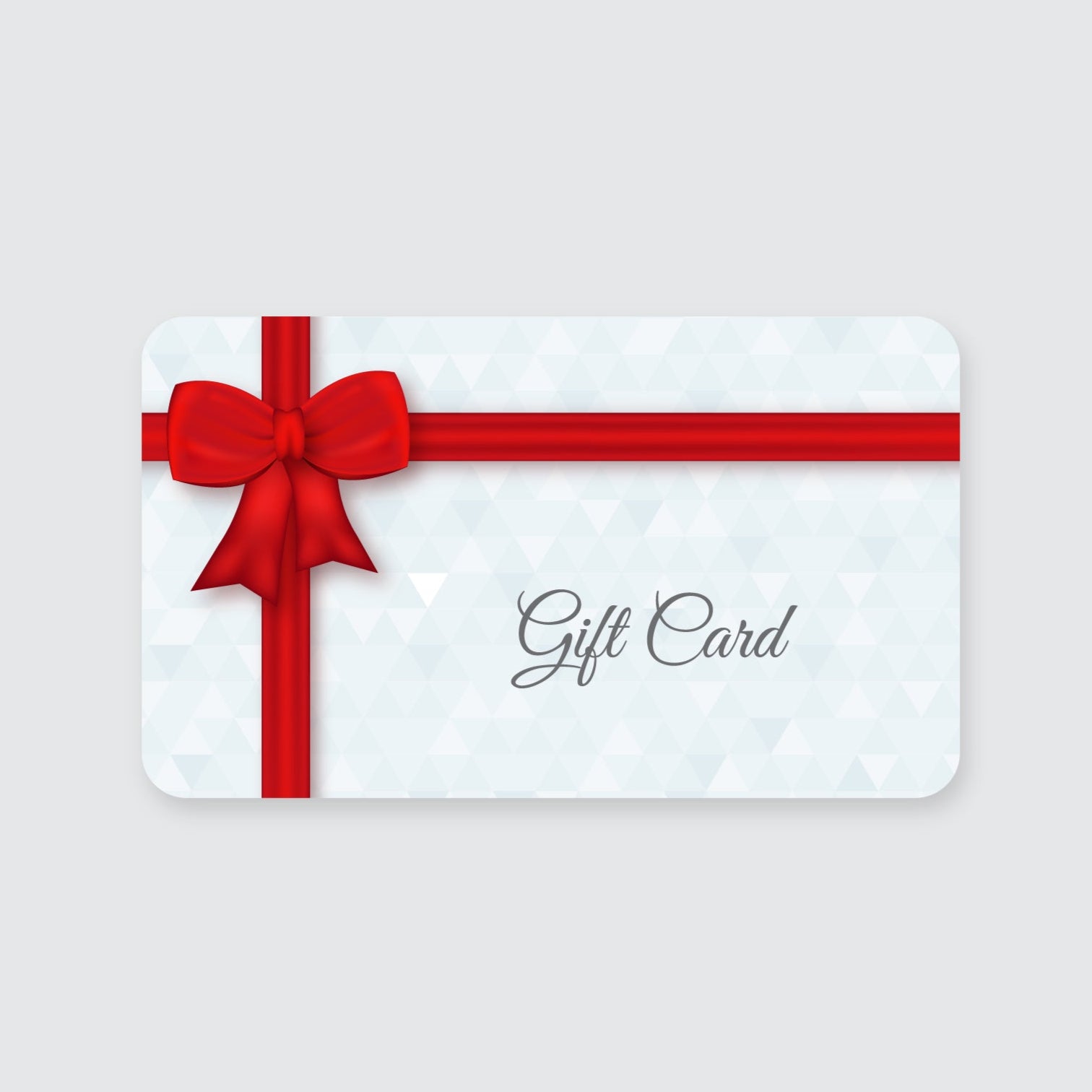 Gift card with a red bow on a light gray background